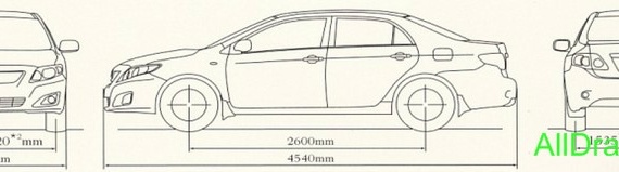 Toyota Corolla Sedan (2008) (Тоёта Королла Седан (2008)) - чертежи (рисунки) автомобиля